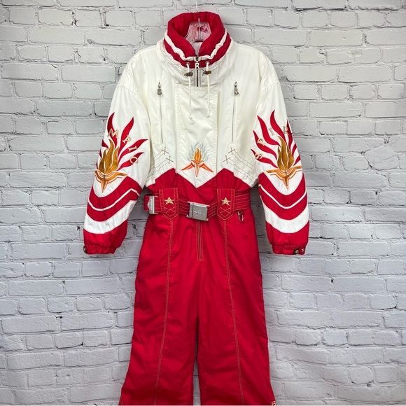 Vintage 90’s Bogner ‘Olympic Spirit’ Embroidered One-Piece Ski Suit Red Sz 8 - Picture 10 of 16